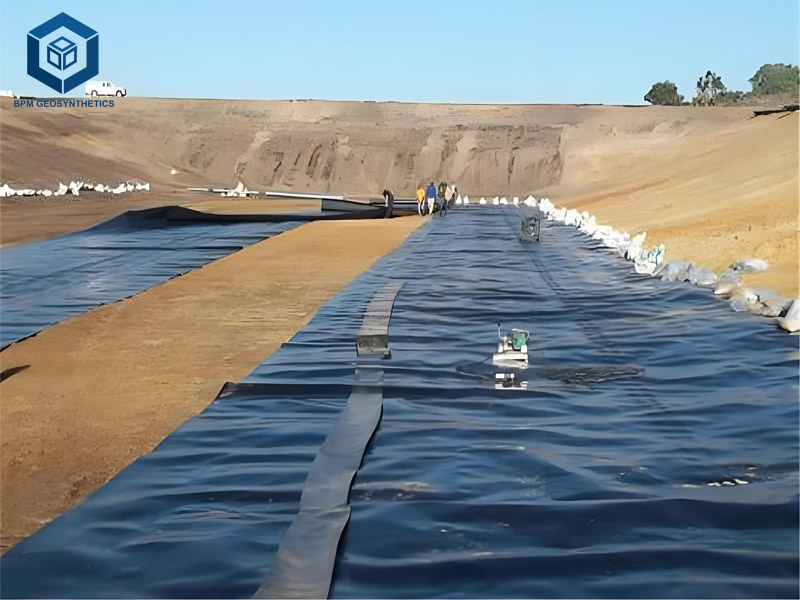 Usine De Géomembrane En PEHD Géomembrane HDPE 750 Microns pour Lac Artificiel
